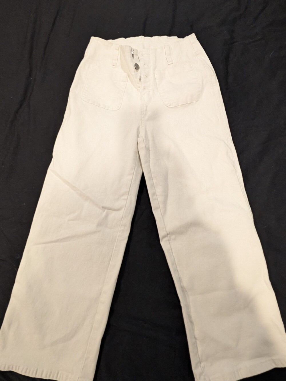 Source Unknown Cream Wide Leg Jeans